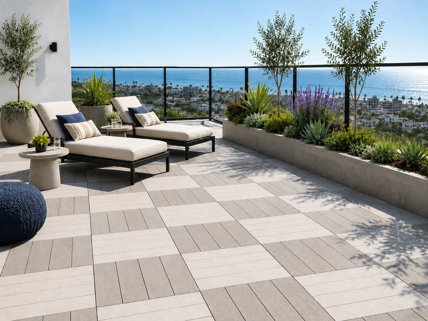Deck Modular interlocking fiber-cement tiles — distributed by JARA International